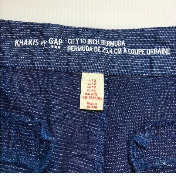 Khakis by Gap Blue Stripe Mid Rise Bermuda Women Shorts 12 - Picture 3 of 7
